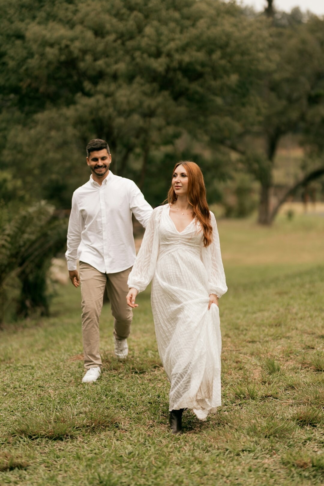 couple walking in park
